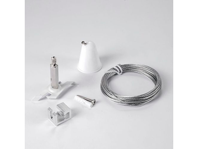 Wire-ophængssæt for PRO track-skinner (hvid) / wirelængde 5 m.