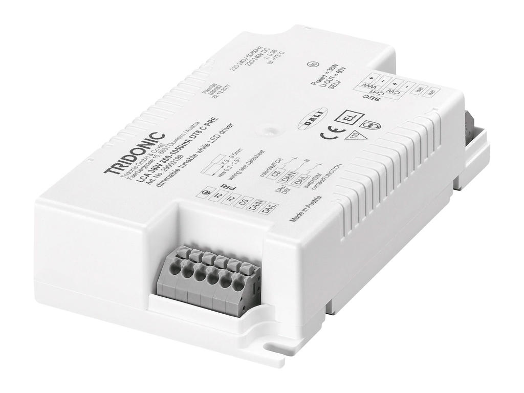 Tridonic DALI DT8 2-kanals LED driver 38W. 350-1050mA