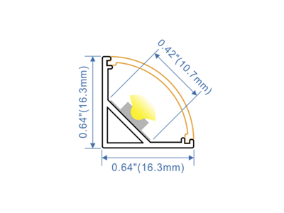 Alu-hjørneskinne for LED strip. 16x16 mm. (UDEN cover. clips. endestykker etc.)