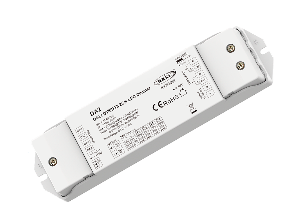 LED 2-kanals DALI-2 DT6/DT8 dimming controller CV. 12V/24V/36V/48V
