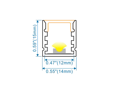 Alu-skinne for LED strip SORT. 180 cm. (14x15 mm) / (tilkøb cover. endestykker. clips)