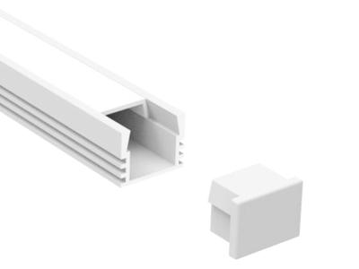 Alu-skinne HVID for LED strip, 180 cm. (16x12 mm) inkl. cover