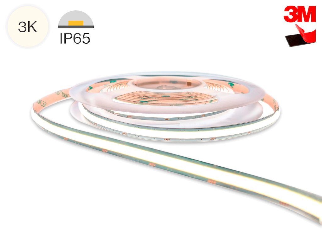 LED COB strip 5 m. CutFree 3000K 8W CRI90 90lm/w. IP65.