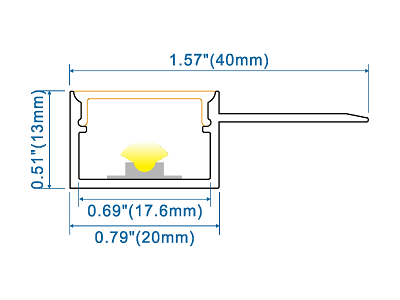 LED indspartel kant profil inkl. opal cover. Hvid, 2m