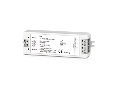 Dimming/CTA/RGB Controller. 12-24V DC. 3(4A) kanal LED Receiver.