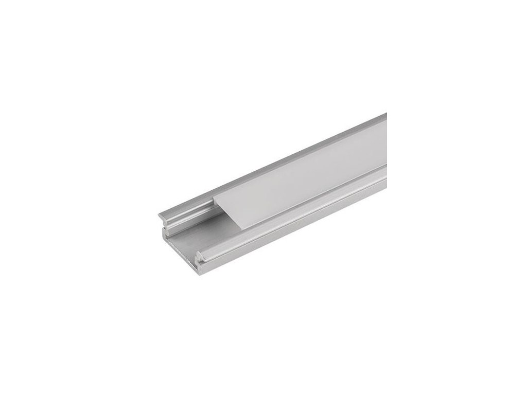 Indbygnings-aluminiumsprofil 11.8 mm til LED strip. 2 m. inkl. opal cover. 2 clips og endestykker