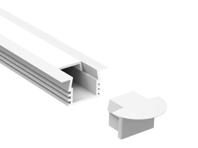 Alu-indbygn.skinne ALU. 16x12 for LED strip. 180 cm. (inkl. cover. endestykker)
