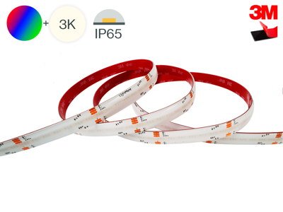 LightMore LED COB strip RGBW 16W/m. 24V. Ra95. 560LED/m. RGB+3000K. IP65. 12mm PCB. 20 cm. ledning i begge ender