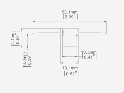 Indbygn. alu-skinne for LED strip. 180 cm.