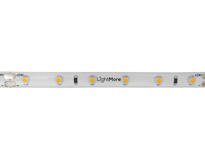 LightMore LED strip 5 m. 3.8W/m. 24V. Ra95. 60LED/m. 3.000K. IP65. 8mm PCB. 20 cm. ledning begge ender